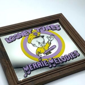 Rare Vintage Looney Tunes Mirror Elmer Fudd Merrie Melodies Warner Bros. Decor